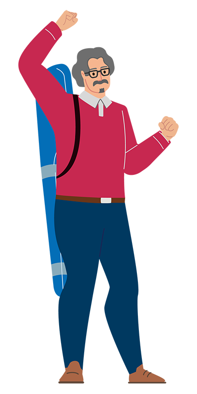 池男治　喜ぶ（右）